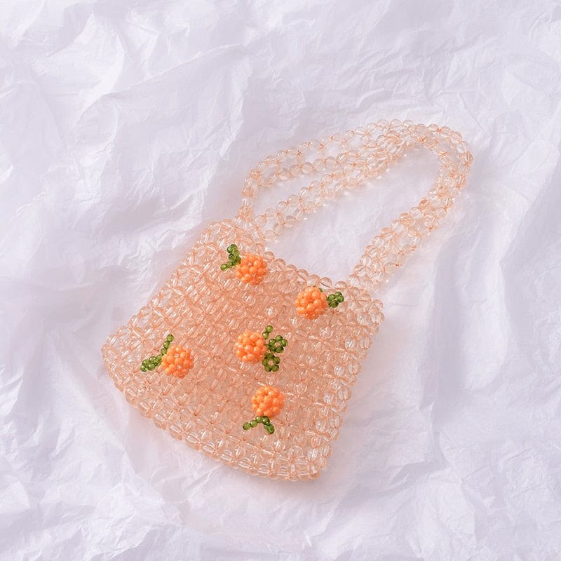 Mini Transparent Crystal Clear Beaded Woven Handbag bags WAAMII   