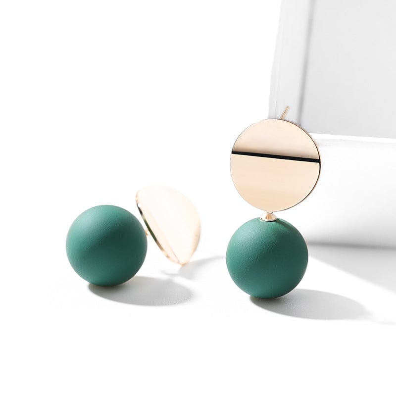 Mismatched Polished Candy Colored Pearl Stud Earrings Jewelry WAAMII green  