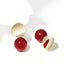 Mismatched Polished Candy Colored Pearl Stud Earrings Jewelry WAAMII Red-02  