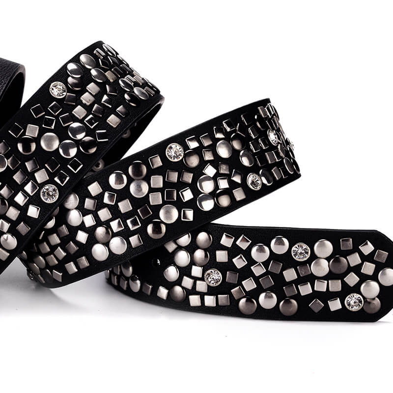 Multi-rivet Studded Embellished Buckle Belt Punk Belt-WB7041 - - Luxury Accessories by WAAMII