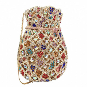 Multicolor Bundle Mouth Shape Purse Diamond Studded Clutch - - Luxury bags by WAAMII