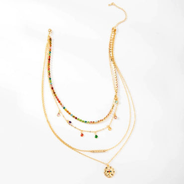 Multicolor Gold Plated Choker Layer Necklace - - Luxury Jewelry by WAAMII