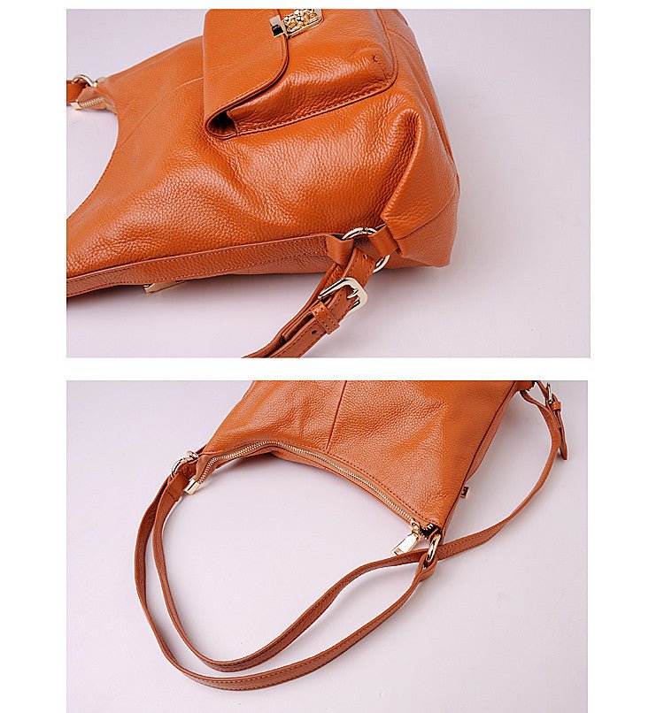 Multifunction Top Grain Cowhide Leather Hobo Handbag Shoulder Bag Backpack bags WAAMII   