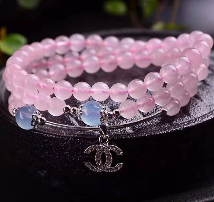 Natural Pink Crystal Hibiscus Stone Cloisonne Butterfly Bracelet Jewelry WAAMII   