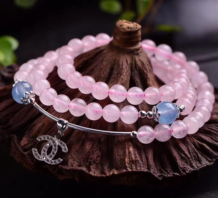 Natural Pink Crystal Hibiscus Stone Cloisonne Butterfly Bracelet Jewelry WAAMII   