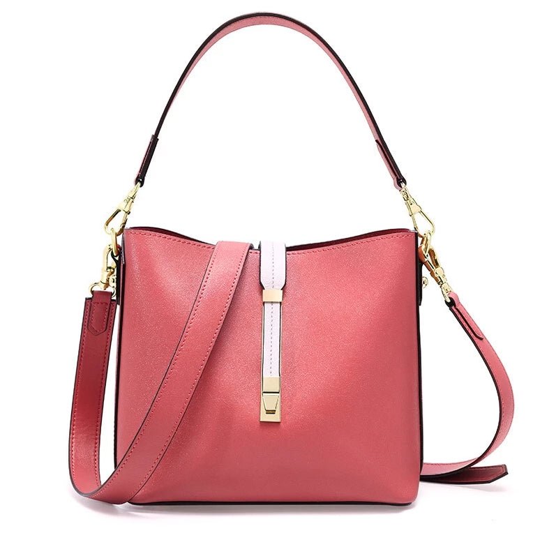 New Designer Women's Leather Crossbody Bag Shouder Bag-Brick Red/White/Black bags WAAMII   