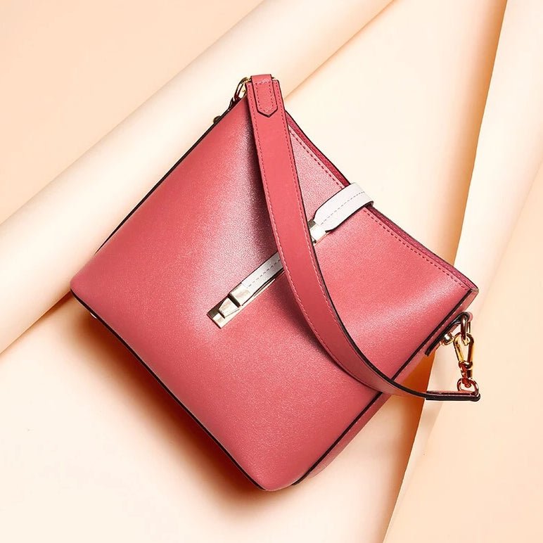 New Designer Women's Leather Crossbody Bag Shouder Bag-Brick Red/White/Black bags WAAMII   