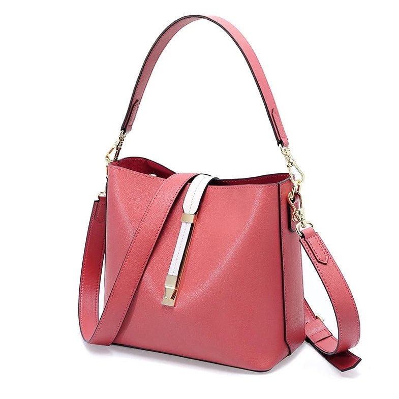 New Designer Women's Leather Crossbody Bag Shouder Bag-Brick Red/White/Black bags WAAMII   