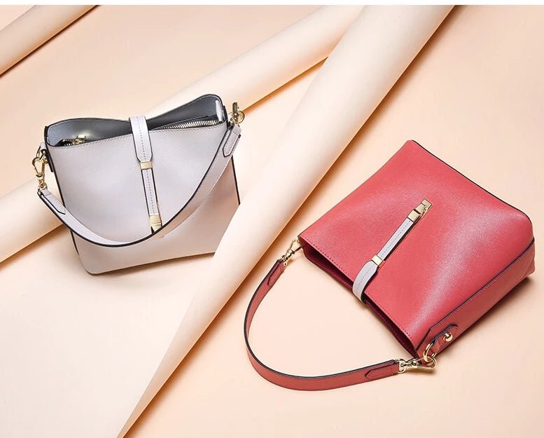 New Designer Women's Leather Crossbody Bag Shouder Bag-Brick Red/White/Black bags WAAMII   