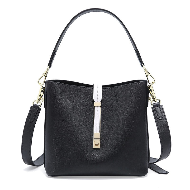 New Designer Women's Leather Crossbody Bag Shouder Bag-Brick Red/White/Black bags WAAMII Black  
