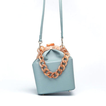 New Fashion Bucket Box Messenger With Acrylic Chains - - Luxury bags by WAAMII