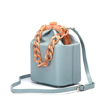 New Fashion Bucket Box Messenger With Acrylic Chains - - Luxury bags by WAAMII