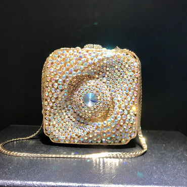 New Style Cosmic Eye Double Sided Full Crystal Mini Box Clutch Evening Purse - - Luxury bags by WAAMII