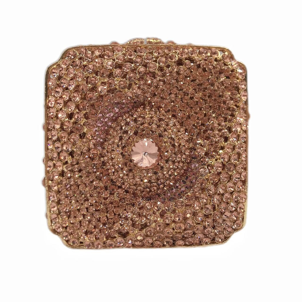 New Style Cosmic Eye Double Sided Full Crystal Mini Box Clutch Evening Purse - Champagne - Luxury bags by WAAMII