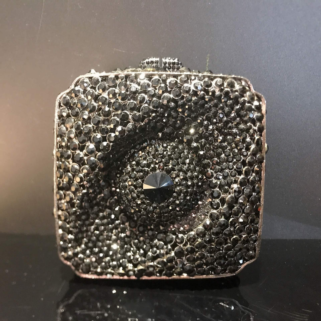 New Style Cosmic Eye Double Sided Full Crystal Mini Box Clutch Evening Purse bags WAAMII Black  