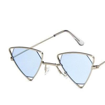 New Women Triangle Oculos New Vintage Punk Sunglasses - Silver Blue - Luxury Accessories by WAAMII