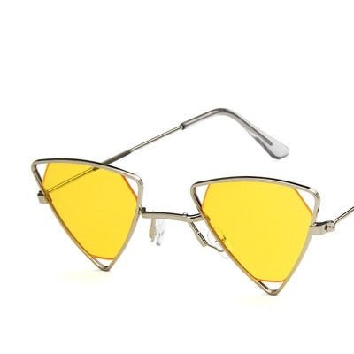 New Women Triangle Oculos New Vintage Punk Sunglasses Accessories WAAMII Silver Yellow  