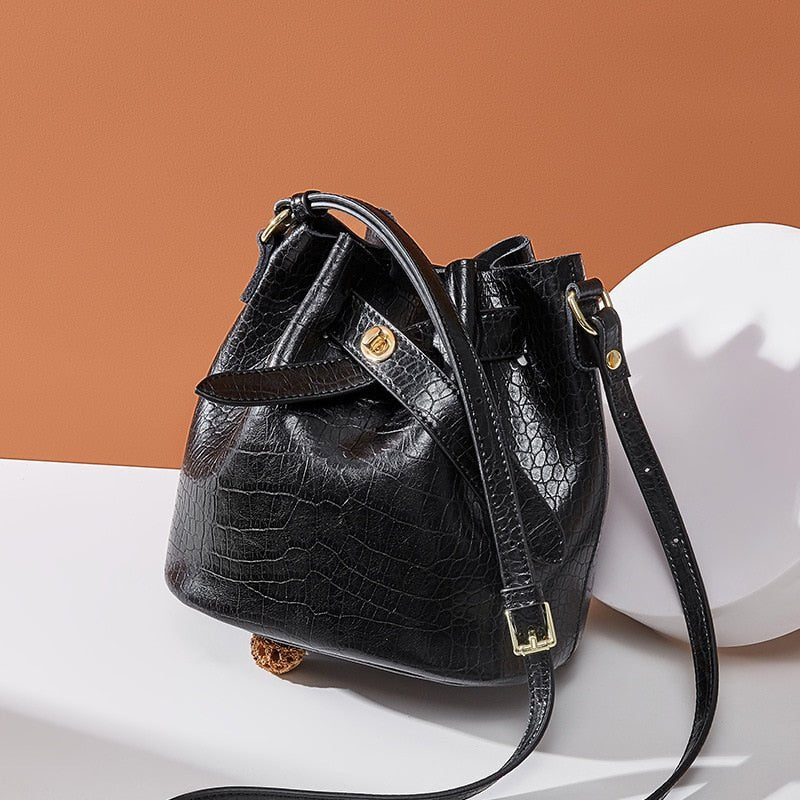 Newest Designer Croco Leather Bag Women Bucket Bag bags WAAMII   