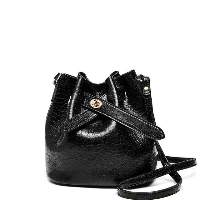 Newest Designer Croco Leather Bag Women Bucket Bag bags WAAMII Black  