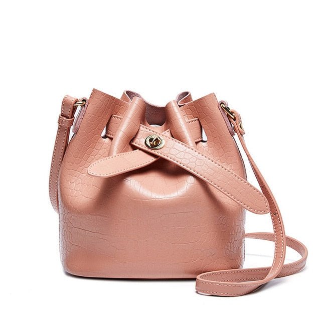 Newest Designer Croco Leather Bag Women Bucket Bag bags WAAMII Pink  