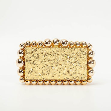 Novelty Beads Acrylic Box Clutch - Gold - Luxury bags by WAAMII