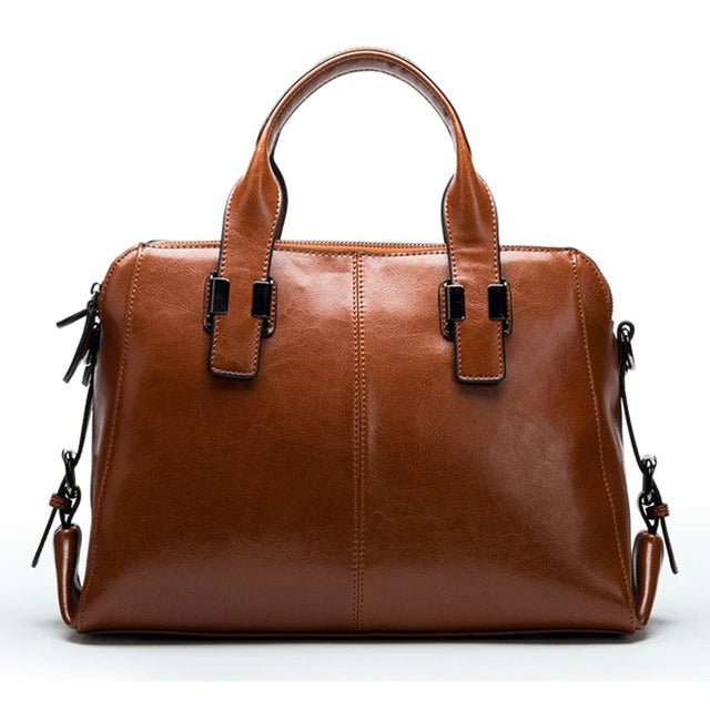 Oil Wax Leather Women Totes Luxury Handbags bags WAAMII Brown  