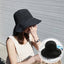 Packable Raffia Straw Hats Wide Brim Ladies Hats For Summer Accessories WAAMII Black  