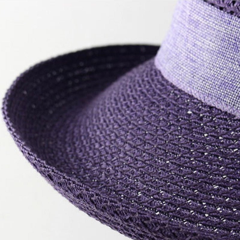 Packable Sun Hat For Women Wide Brimmed Natural Straw Hat With Butterfly Knot Accessories WAAMII   