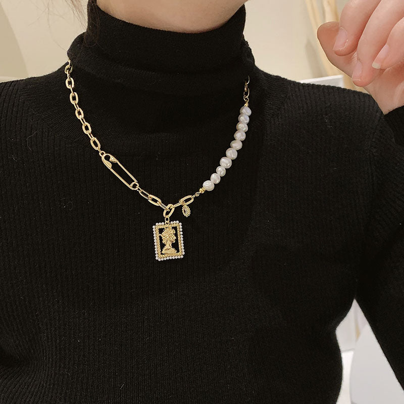 Pearl Pendant Asymmetric Clavicle Chain Necklace - - Luxury Jewelry by WAAMII