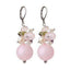 Pink Tone Romantic Floral Natural Stone Fresh Water Pearl Mixed Earrings