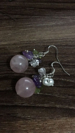 Pink Tone Romantic Floral Natural Stone Fresh Water Pearl Mixed Earrings - - Luxury Jewelry by WAAMII