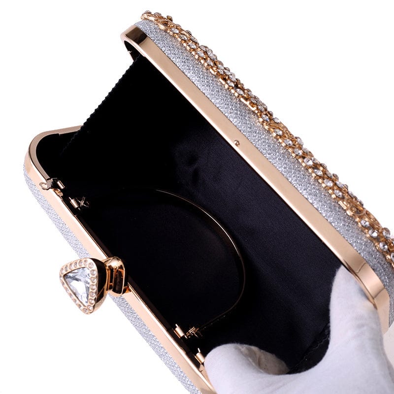 Elegant Crystal Hollow Out Metal Clutch Bag Ladies Purse bags WAAMII   