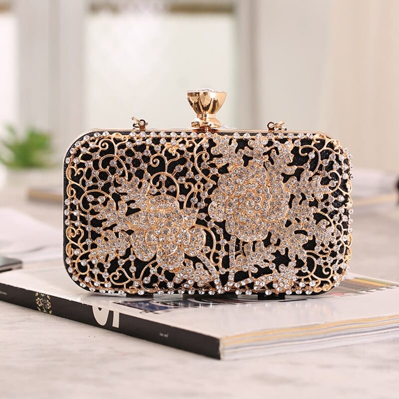 Elegant Crystal Hollow Out Metal Clutch Bag Ladies Purse - - Luxury bags by WAAMII