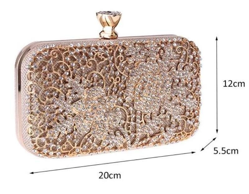 Elegant Crystal Hollow Out Metal Clutch Bag Ladies Purse - - Luxury bags by WAAMII
