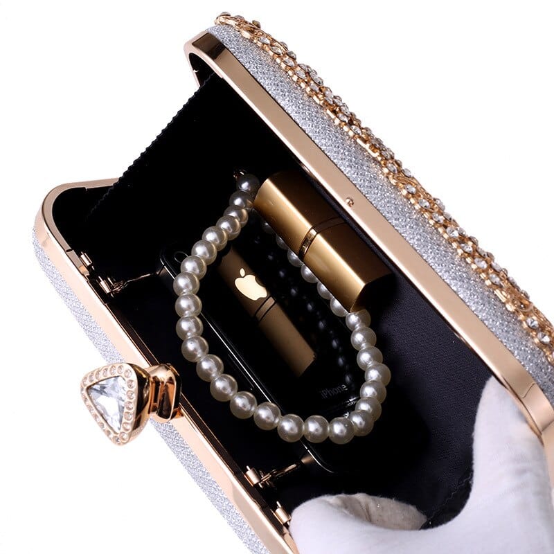 Elegant Crystal Hollow Out Metal Clutch Bag Ladies Purse - - Luxury bags by WAAMII