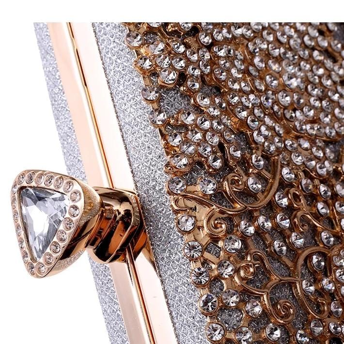 Elegant Crystal Hollow Out Metal Clutch Bag Ladies Purse bags WAAMII   