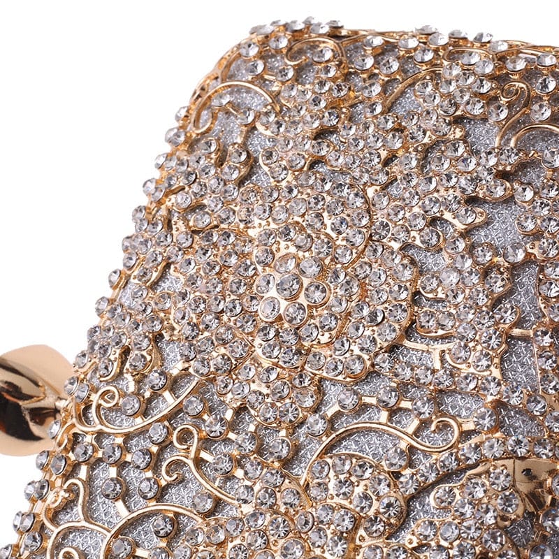 Elegant Crystal Hollow Out Metal Clutch Bag Ladies Purse - - Luxury bags by WAAMII