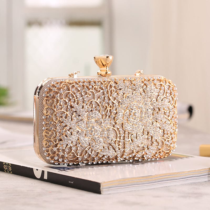Elegant Crystal Hollow Out Metal Clutch Bag Ladies Purse - - Luxury bags by WAAMII