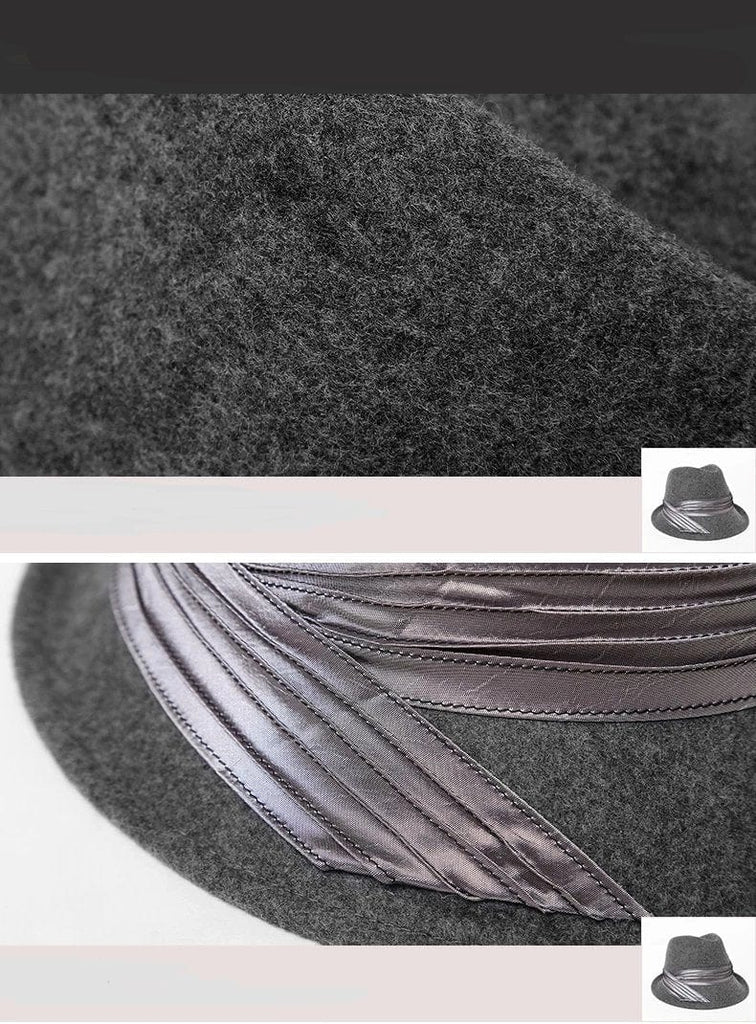 Elegant Women's Wool Fedora Trimmed With Hatband-Gray Accessories WAAMII   