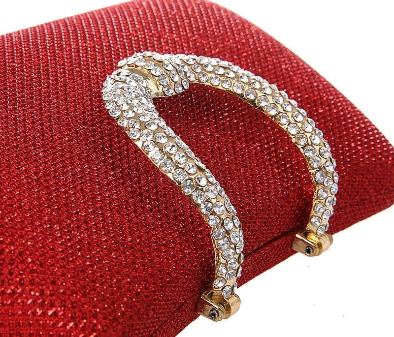 Elegant Diamond Clasp Glittery Clutch Purse bags WAAMII   