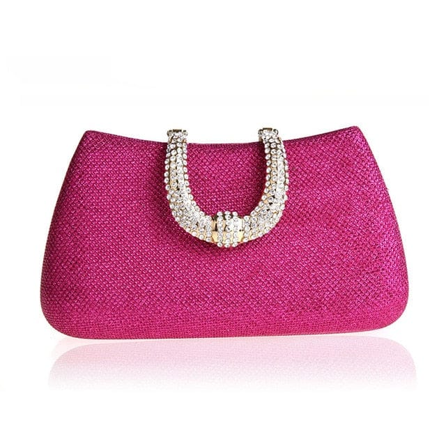 Elegant Diamond Clasp Glittery Clutch Purse - rose - Luxury bags by WAAMII