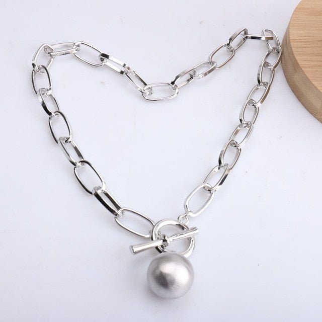 Punk Metal Ball Chain Necklace Jewelry WAAMII Silver Necklace  