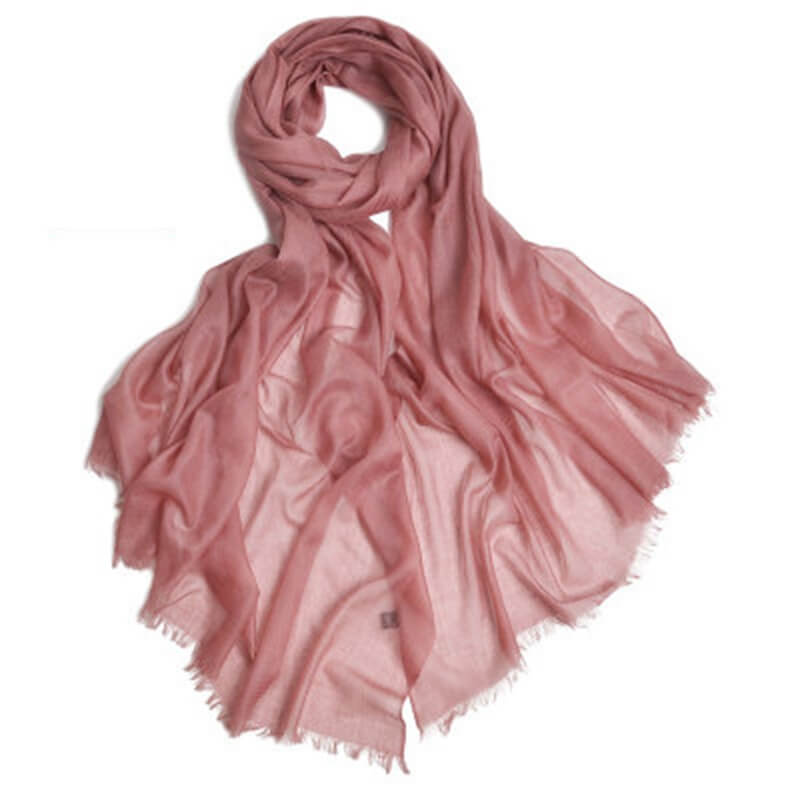 Pure Cashmere Women Untra Thin Pashmina Shawl and Wraps Solid Color Accessories WAAMII Red Bean  