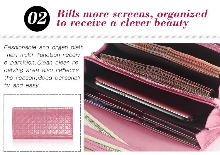 Quilted Embossed Pattern Top Grain Wax Leather Wallet Purse For Women bags WAAMII   