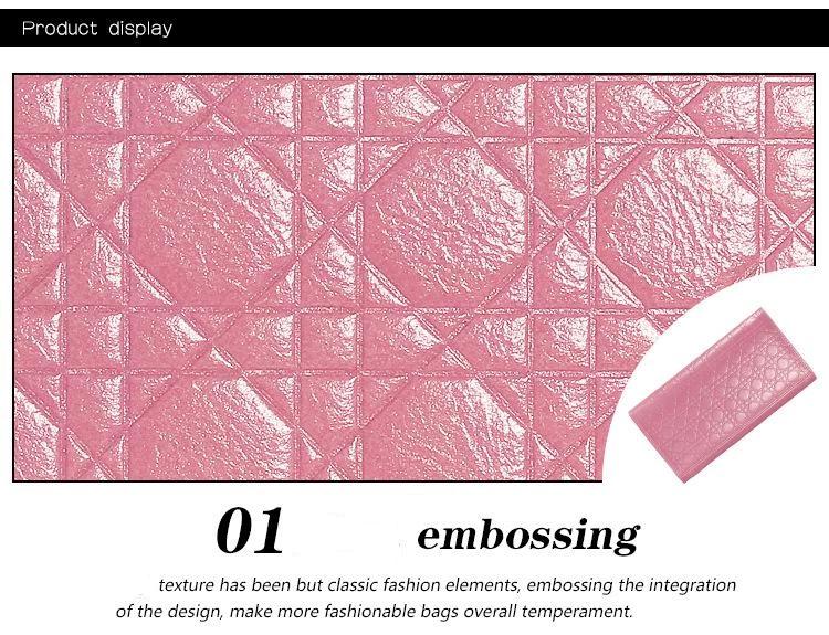 Quilted Embossed Pattern Top Grain Wax Leather Wallet Purse For Women bags WAAMII   