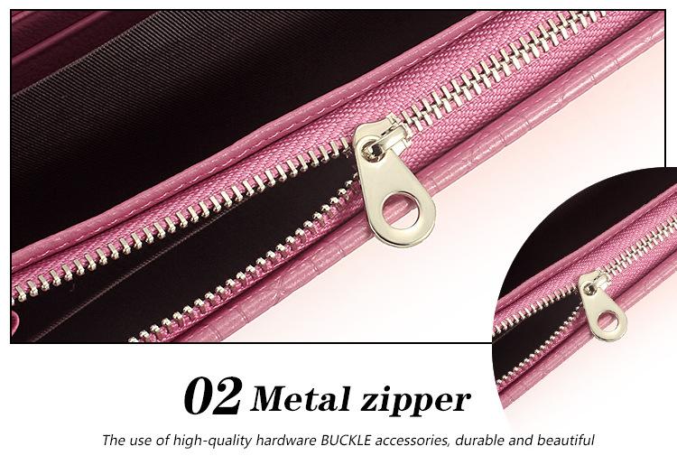 Quilted Embossed Pattern Top Grain Wax Leather Wallet Purse For Women bags WAAMII   