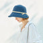 Raffia Straw Hats Crimping Beach Ladies Hat Accessories WAAMII dark blue  