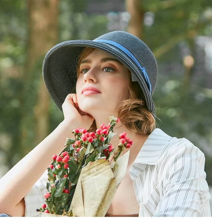 Raffia Straw Hats Crimping Beach Ladies Hat Accessories WAAMII   