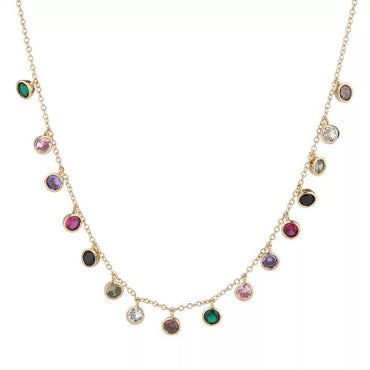 Rainbow AAA Cubic Zirconia Fancy Round Drop Necklace - - Luxury Jewelry by WAAMII
