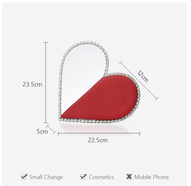 Red Heart Diamond Evening Clutch bags WAAMII   